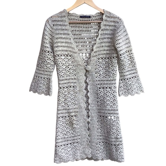 Boston Proper Crochet Duster Cardigan Sweater - Picture 1 of 5